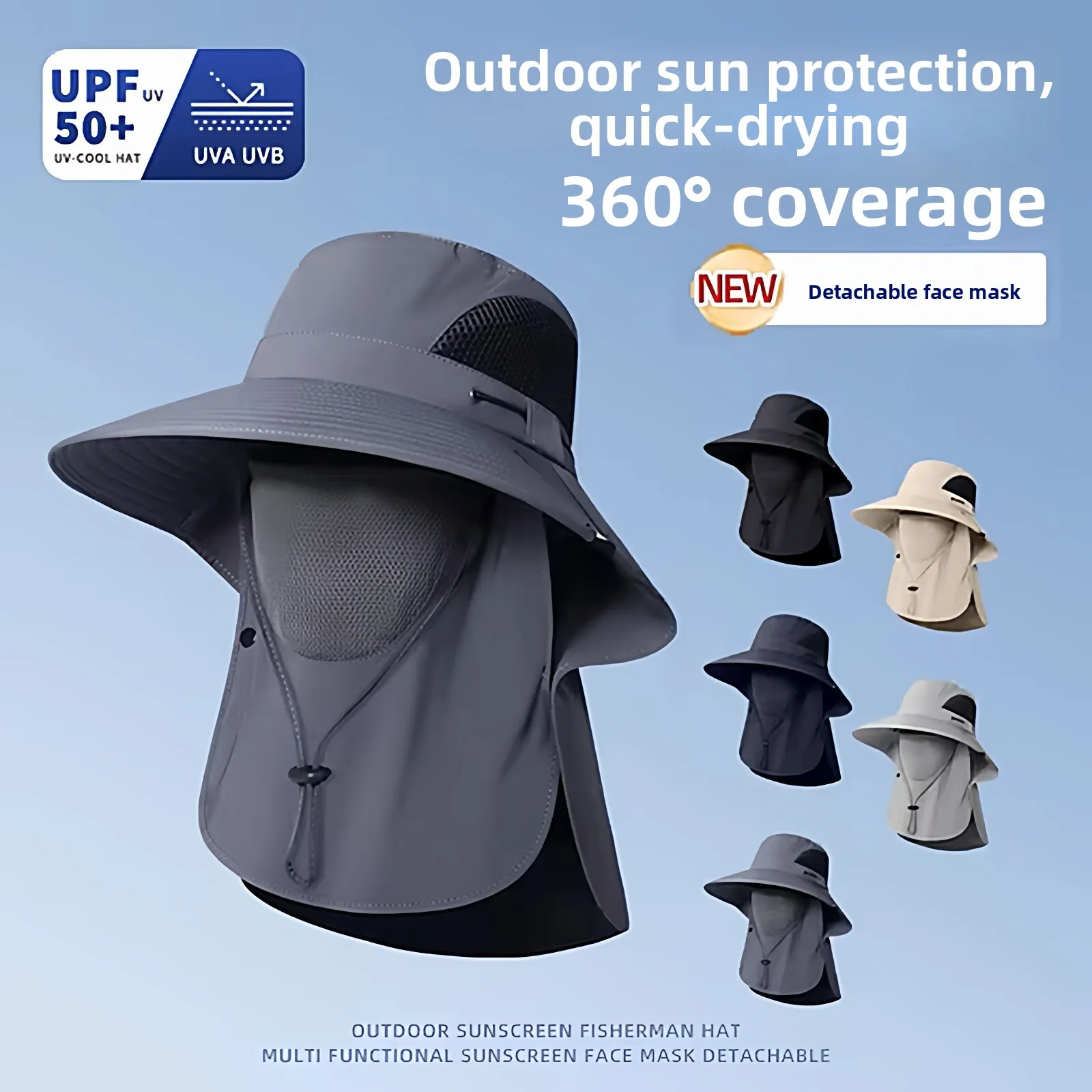 new-men's-fishing-hat-uv-protection-outdoor-spring-summer-sunshade-face-mask-climbing-hat-breathable-quick-drying-lightweight