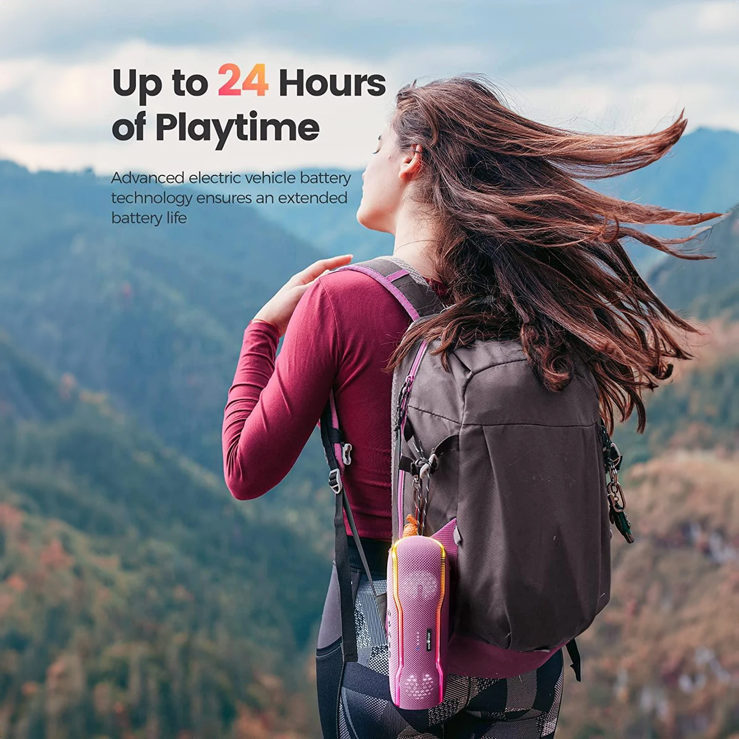 WISETIGER F10C وردي 25 وات IPX7 مقاوم للماء مكبر صوت بخاصية البلوتوث قابل للنقل مضخم صوت صندوق صوت مزدوج الاقتران مع ضوء RGB