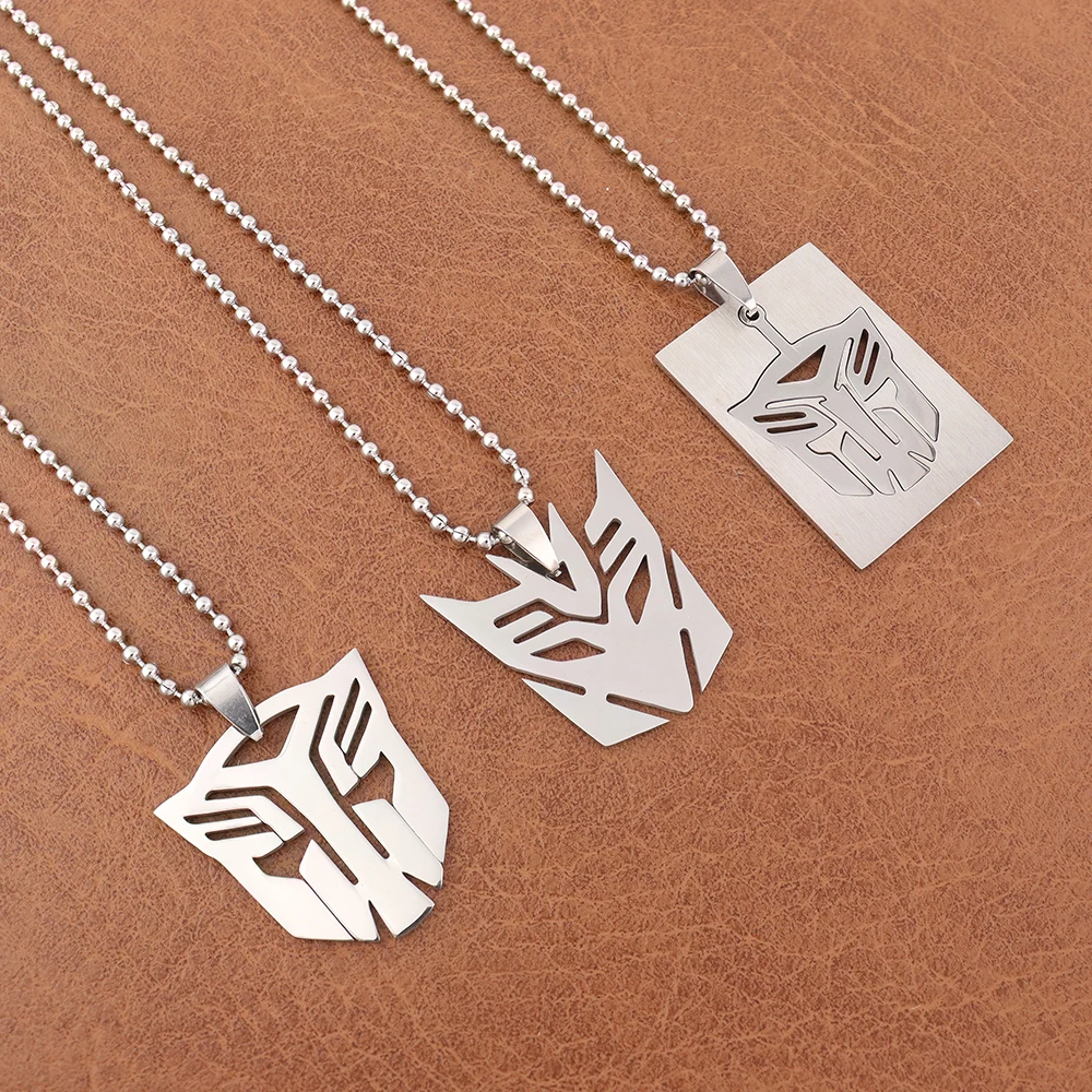 Popular Movie Men\'s Pendant Punk Autobots Pendant Optimus Prime Decepticon Logo Fashion Necklace Hollow Geometry Jewelry