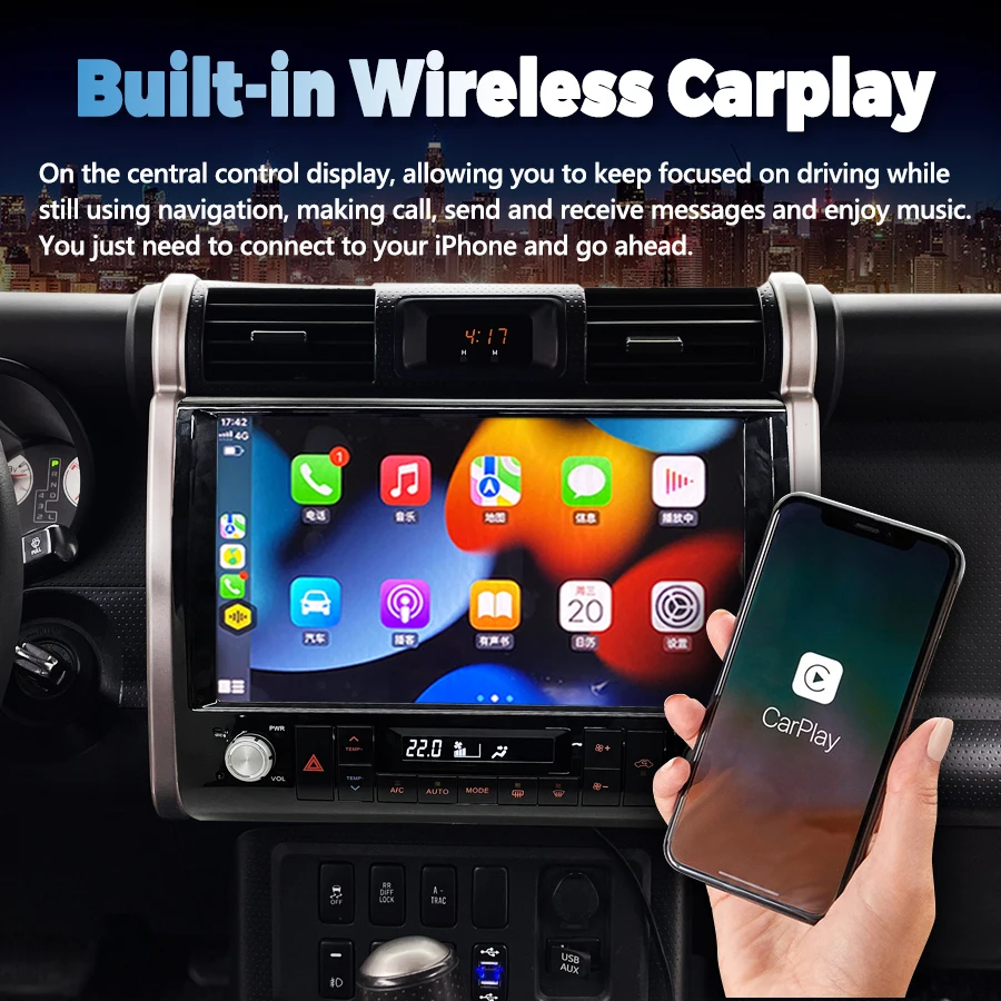 13,3 Zoll Carplay Autoradio für Toyota FJ Cruiser 2013-2017 Android 13 Touchscreen Multimedia-Player GPS Navigation Stereo 4g