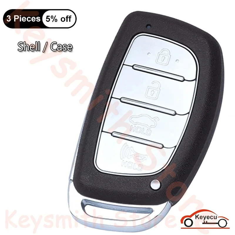 KEYECU 4 Buttons Smart Car Key Case Shell Fob for-HYUNDAI Tucson IX25 IX35 Elantra Sonata Without Battery Holder