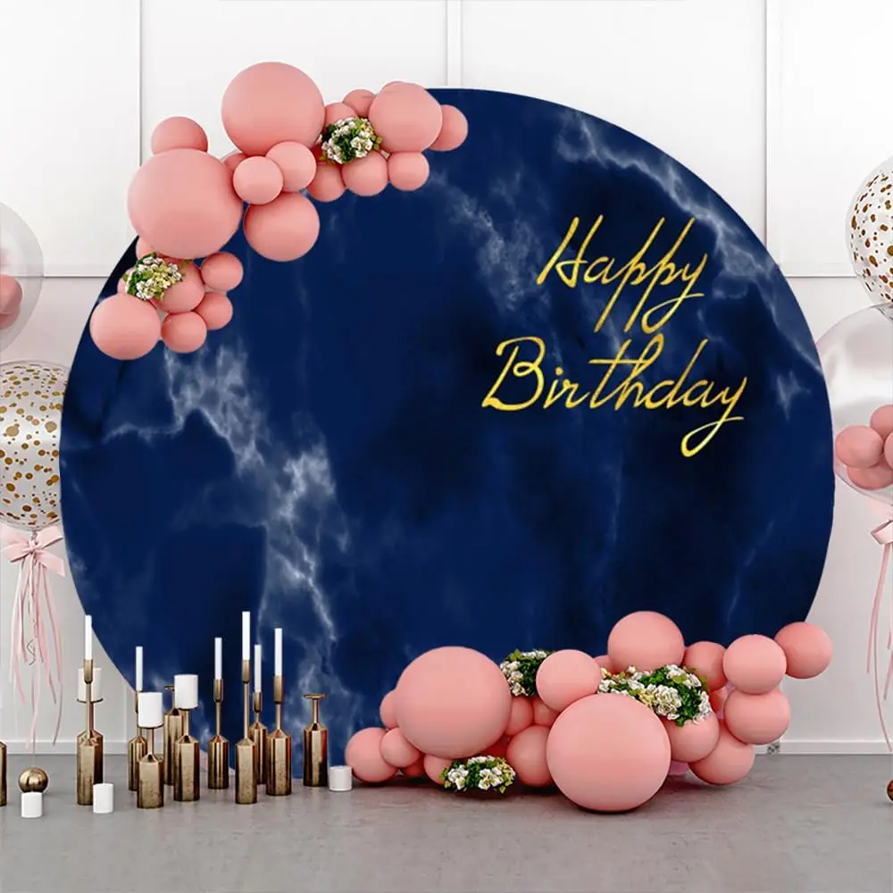 พื้นผิวหินอ่อนสีฟ้าไล่ระดับสีฉากหลังทรงกลมทรงกลมสุขสันต์วันเกิดเด็กผู้ใหญ่ภาพบุคคลพื้นหลังงานเลี้ยงทารก