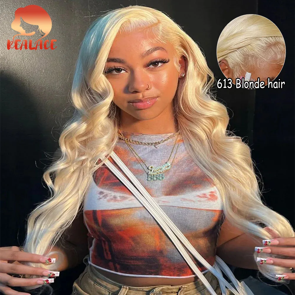 

613 Blonde Hair Color 36 Inch Body Wave Lace Front Wig 13x6 Hd Lace Brazilian Pre-plucked Wigs Human Hair Soft Body Wave Wigs