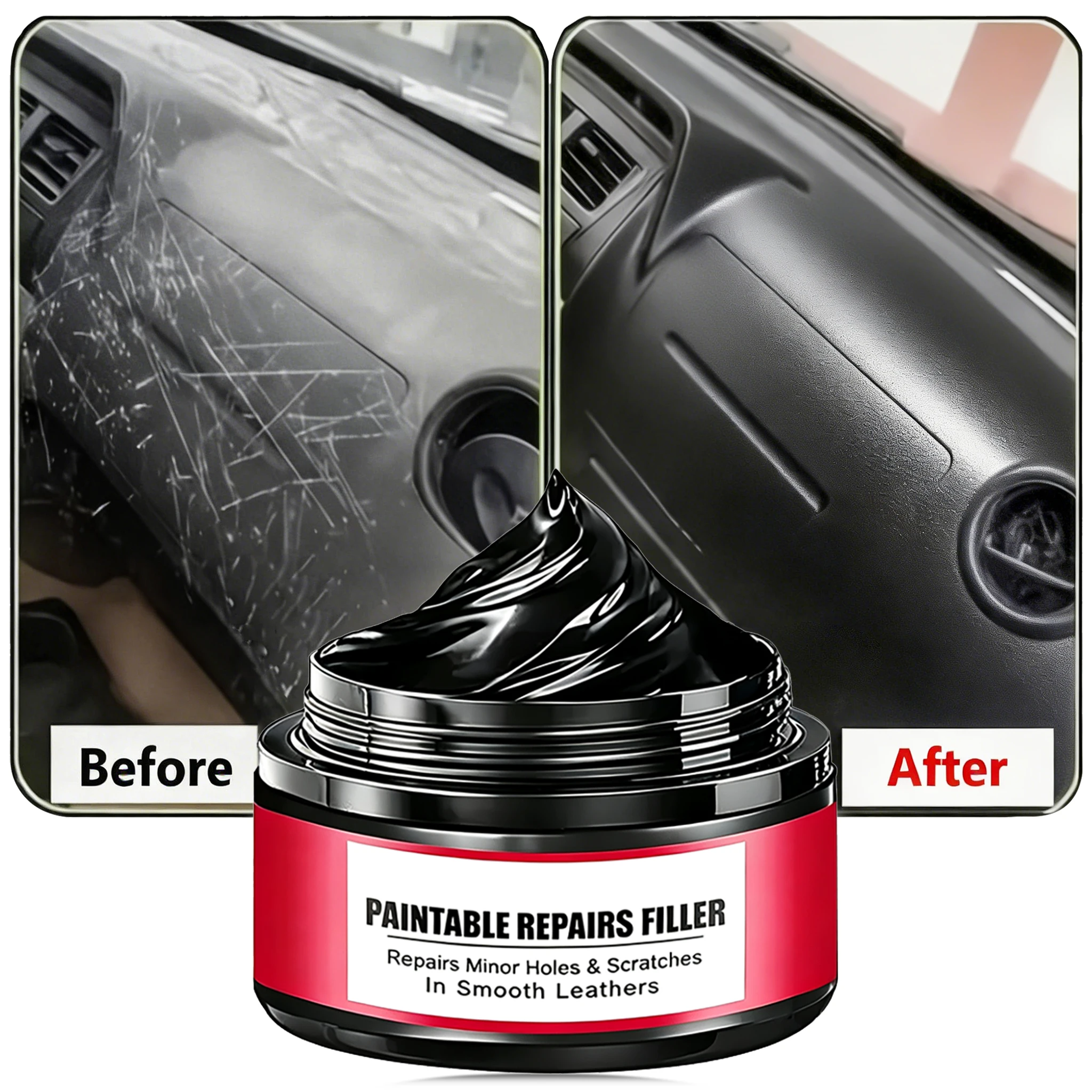 Auto Leather Repair Filler Paintable Scratch And Hole Repair Paste for Car Seats Steering Wheels Door Panels Smooth Leather