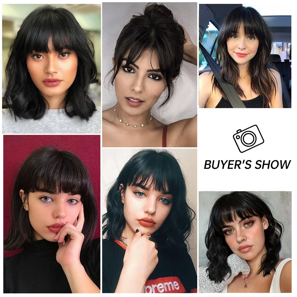 Natural Blunt Cut black Bangs Hairpiece 100% Human Hair Clip In Fringe Soft Lightweight for Daily Style Wispy Fringe Extensions