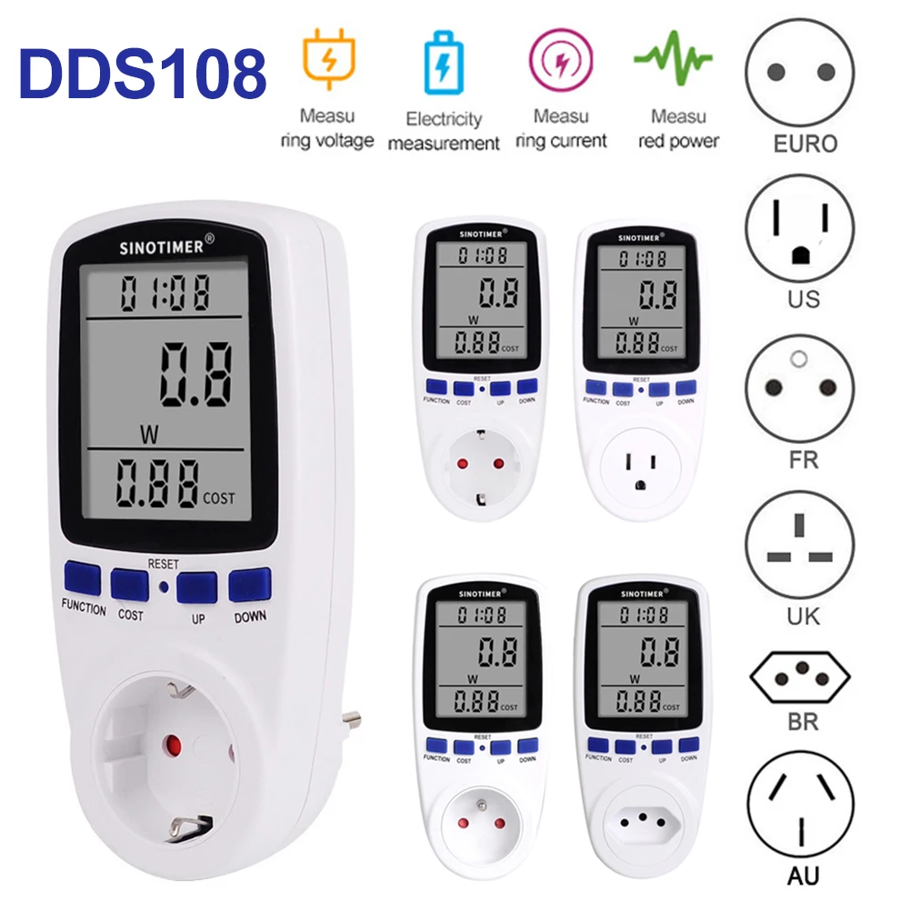 Digital Wattmeter AC 230V 110V Power Meter Electricy Consumption Energy Meter EU/US/UK Plug Power Electricity Analyzer Monitor