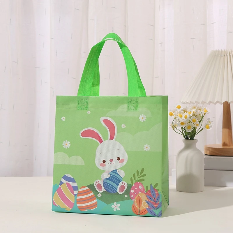 Easter Bags Multifunctional Non-Woven Easter Party Supplies Treat Bags Happy Easter Bunny Gift Bags With Handles