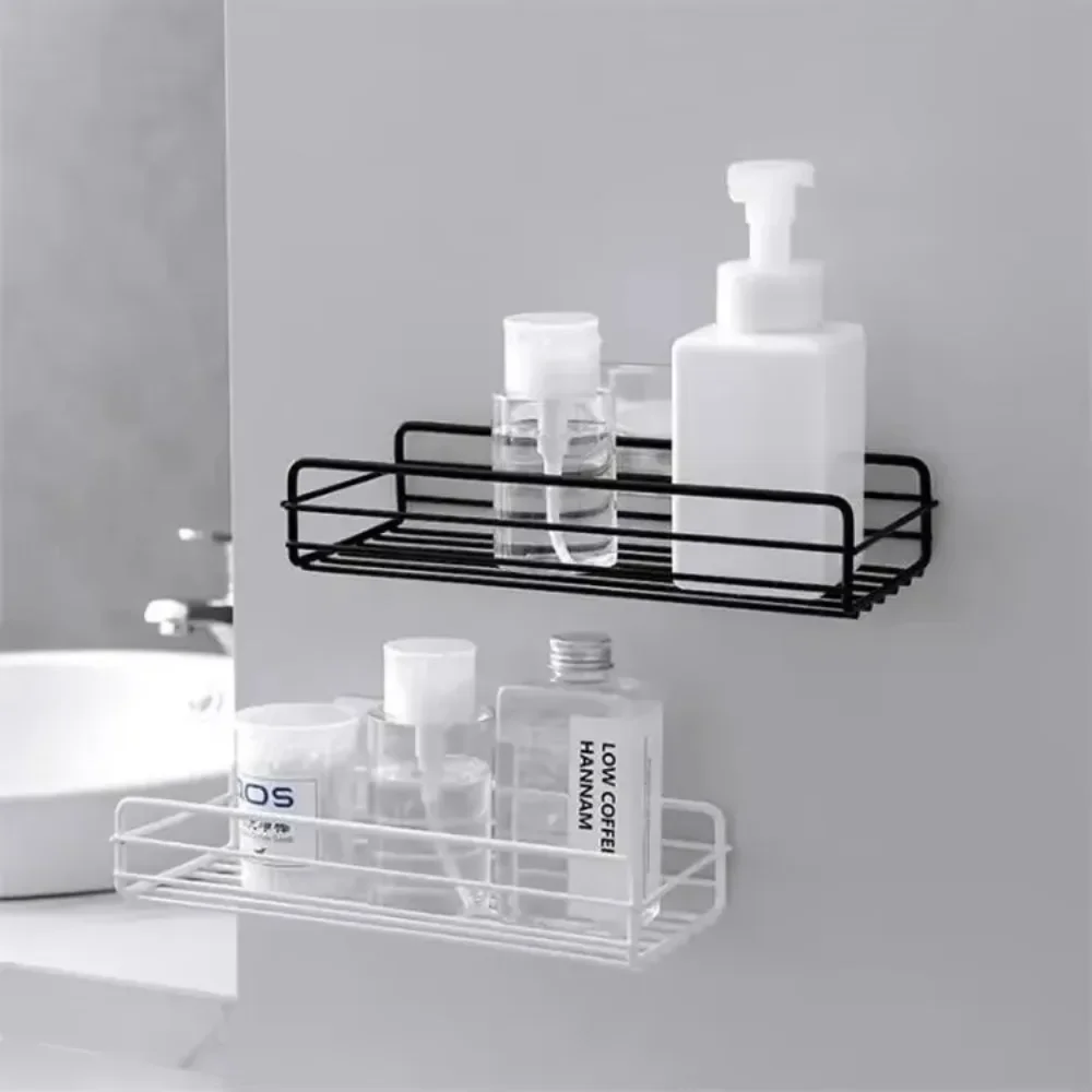 Bathroom Shelf Wall Mounted Right Angle Storage Rack Shampoo Rack Cosmetic Rack Iron Shower Drainage Basket Toiletries Organizer