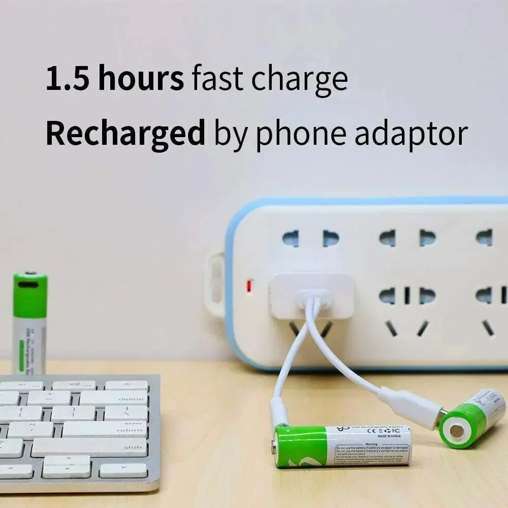 Baterías de iones de litio recargables USB AAA/AA/9V/C2/D1 batería AAA 550mWH/AA batería 2600mWH/tamaño D con Cable de carga rápida tipo C