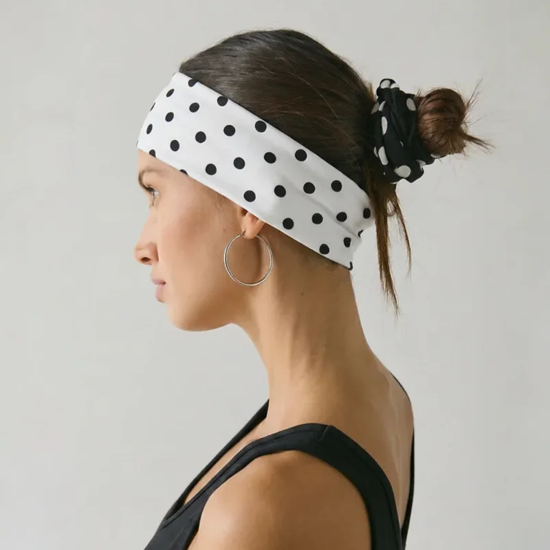

Fashion Polka Dot Fabric Wide Hairband for Woman Elegant Wear Girl's Sporty Yoga Headband Fitness Retro Jewelry Accessories