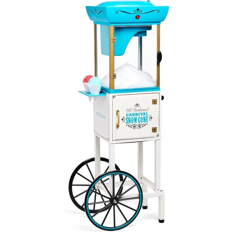 

Nostalgia Snow Cone Shaved Ice Machine - Retro Cart Slushie Machine Makes 48 Icy Treats - Includes Metal Scoop