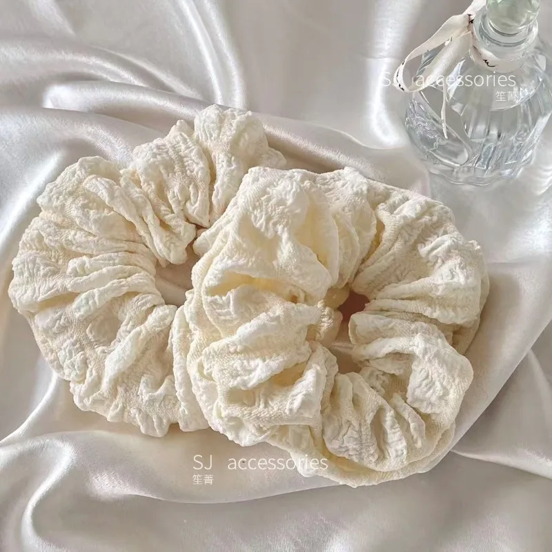 

Sweet Cream Puff Large Scrunchies Cute Hair Ties for Ponytail Bun Elastic Hair Rope for Daily Wear Adorable Girly Accessories