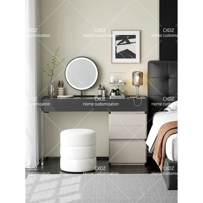 Italian Minimalist Dresser Small Apartment High End Light Luxury Ambient Light Bedside Makeup Table Storage Integrated
