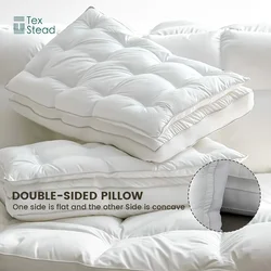 1pc Double Layer Fiber Pillow, Hotel Adult Neck Pillow For Back Belly Or Side Sleepers, Soft And Fluffy White Bed Pillow