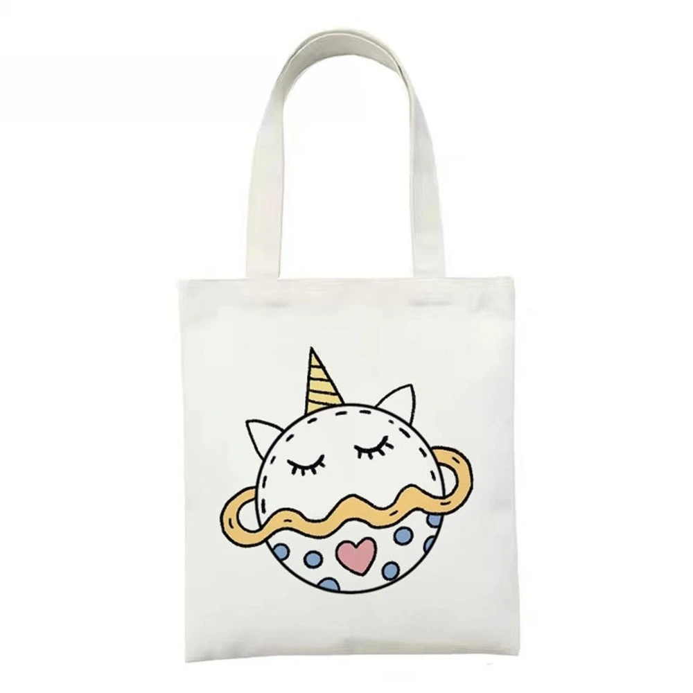 

Холщовая большая сумка с принтом мультяшных животных и планет, экологически чистая многоразовая сумка для путешествий, школы, ежедневных поездок на работу, пикников и вечеринок.