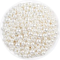 3-16mm Ivory Pearl Beads ABS Imitation Pearl with Hole Craft Bead Acrylic Loose Pearls for DIY Bracelet Sew Craft Jewelry Making