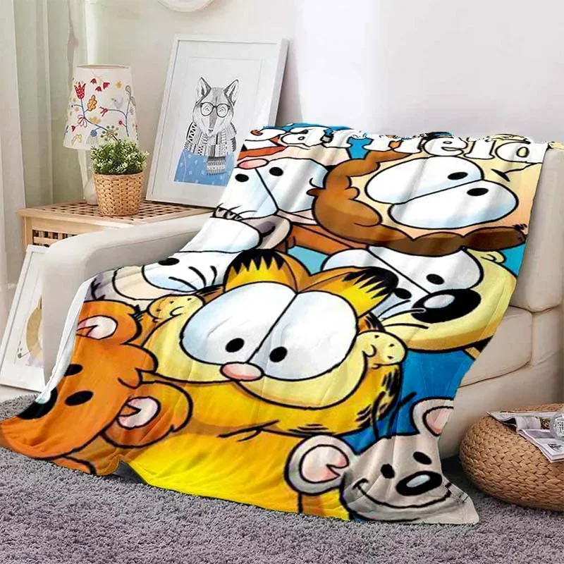 G-Garfield Cartoon Cat Custom Thin Blanket Soft Plush Blanket Blankets for Beds Soft Warm Flannel Throw Blankets Birthday Gift