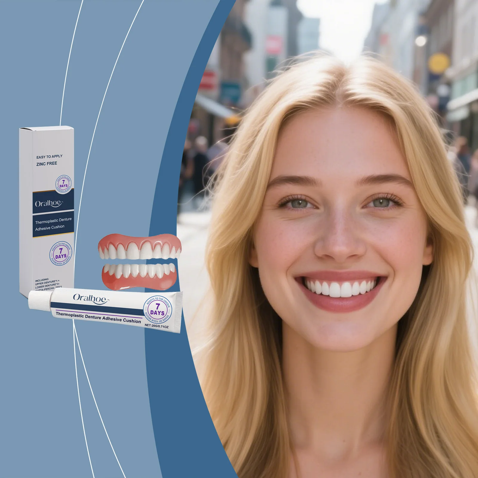 

Набор для декорации зубных протезов Natural Smile Beauty: Ежедневный набор для протезов из мягких и комфортных материалов, улучшающий эстетику.
