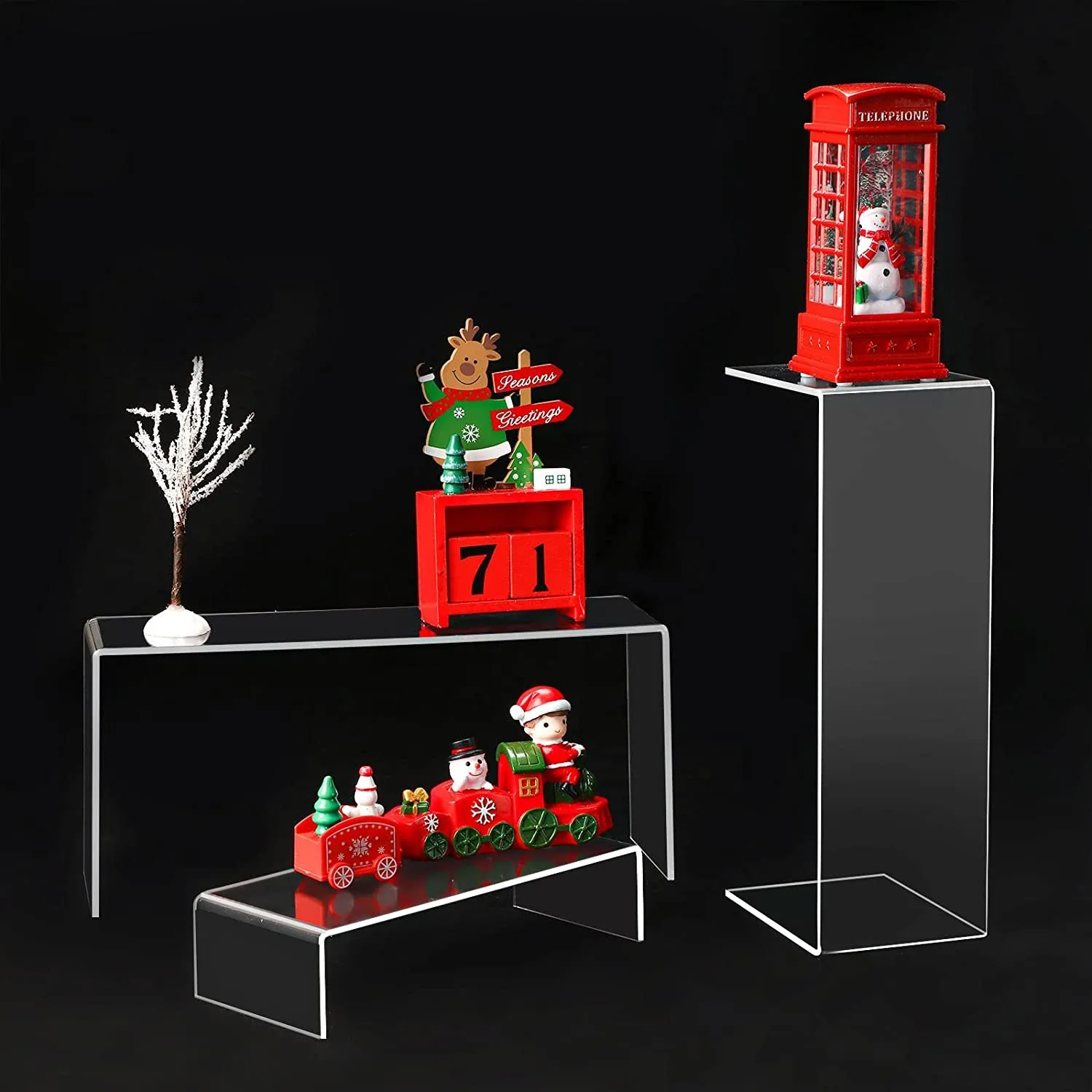 2026 new Clear Rectangular Acrylic Display Risers, Assemble Step Display Shelf for Funko Pop Cake Retail Shoe Showcase view 6