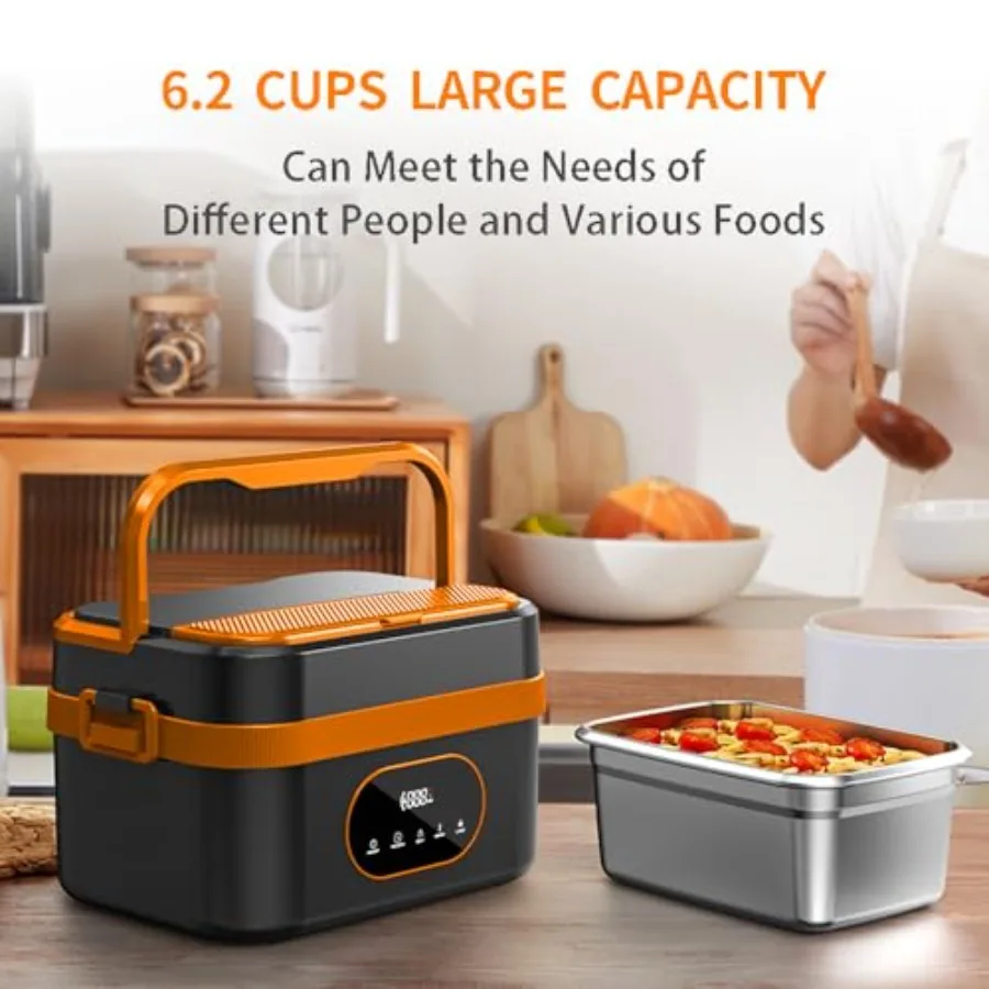 صندوق غداء كهربي لاسلكي مع وظيفة مؤقت بطارية قابلة لإعادة الشحن بقدرة 18000 مللي أمبير في الساعة وتسخين تلقائي بقدرة تسخين سريعة 60 وات #2