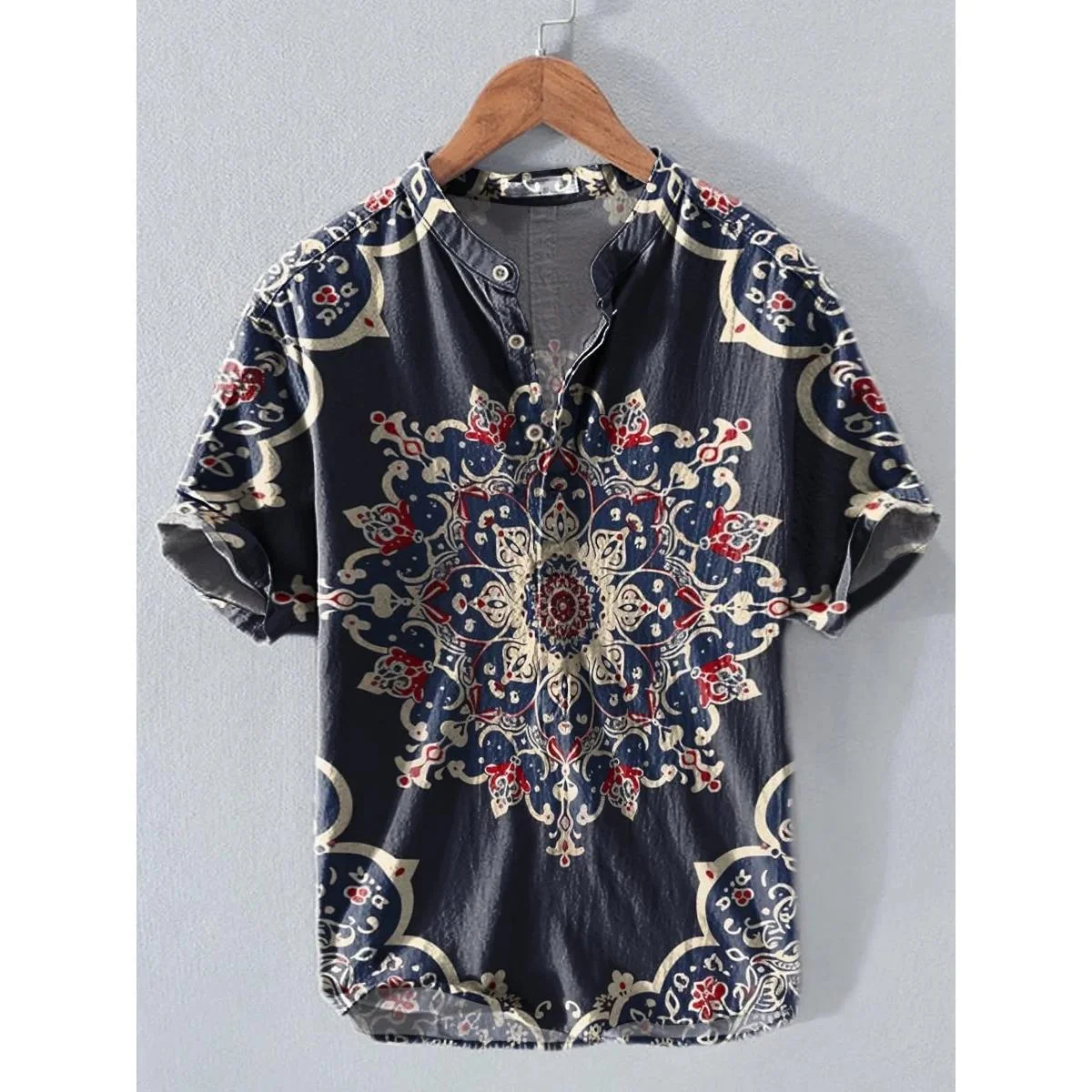 

New floral pattern art print high quality shirt, linen shirt street fashion casual shirt, comfortable and breathable fabric quic