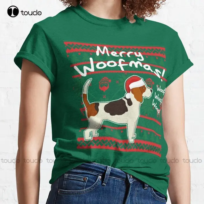 Beagle Vrolijk Woofmas Lelijke Kerst Trui Trending T-shirt Outdoor Eenvoudige Vintag Casual T Shirts Custom Gift Maken Uw Ontwerp