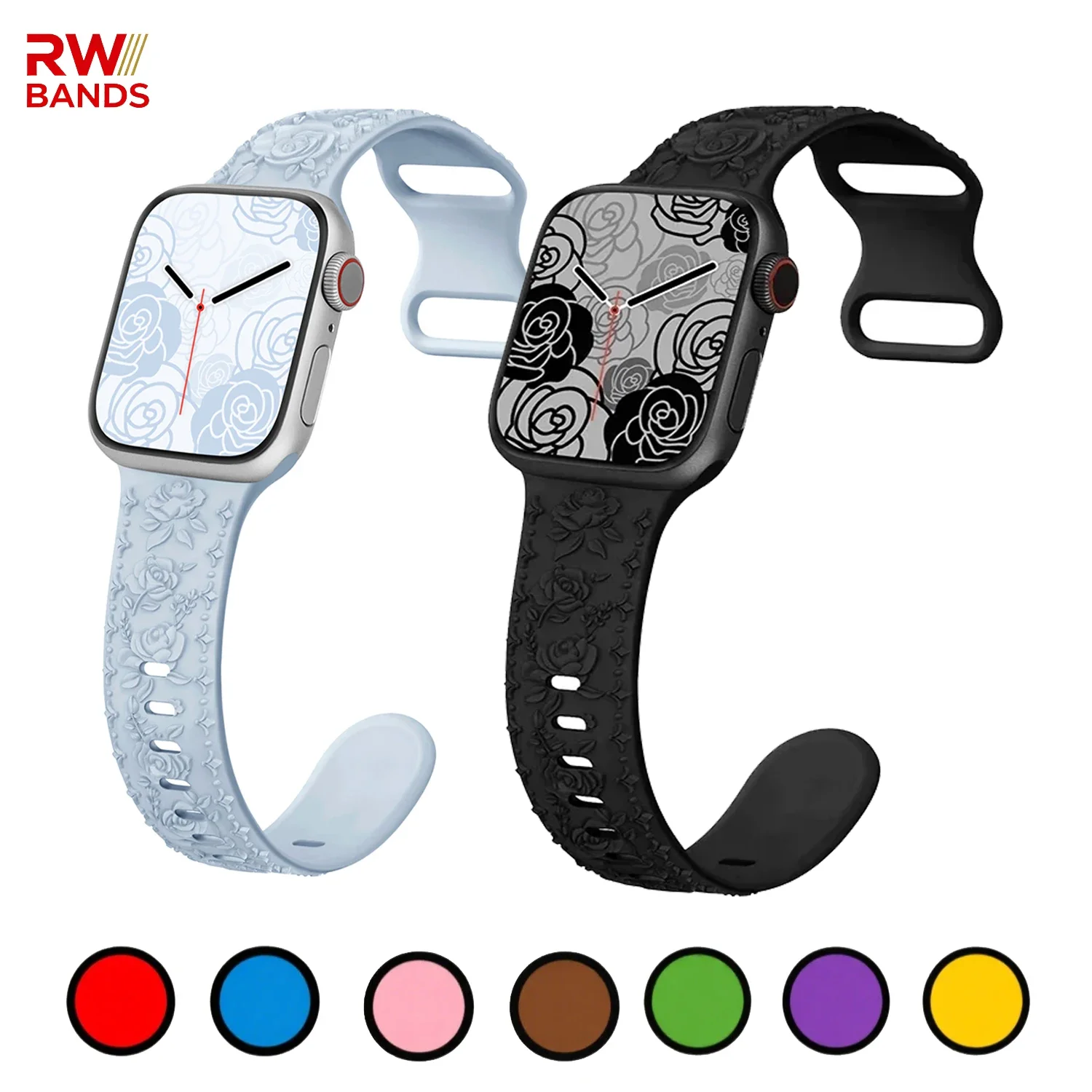 Floral graviertes Armband Correa für Apple Watch Band 46 mm 42 mm 41 mm 40 mm 45 mm 49 mm 44 mm Iwatch Serie 11 10 9 7 SE 8 Ultra-Armband