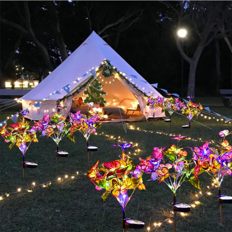 

LED Simulation Butterfly Flower Solar Light Outdoors Summer Landscape Lighting Camping Wedding Garden Party Decoration Lawn Lamp