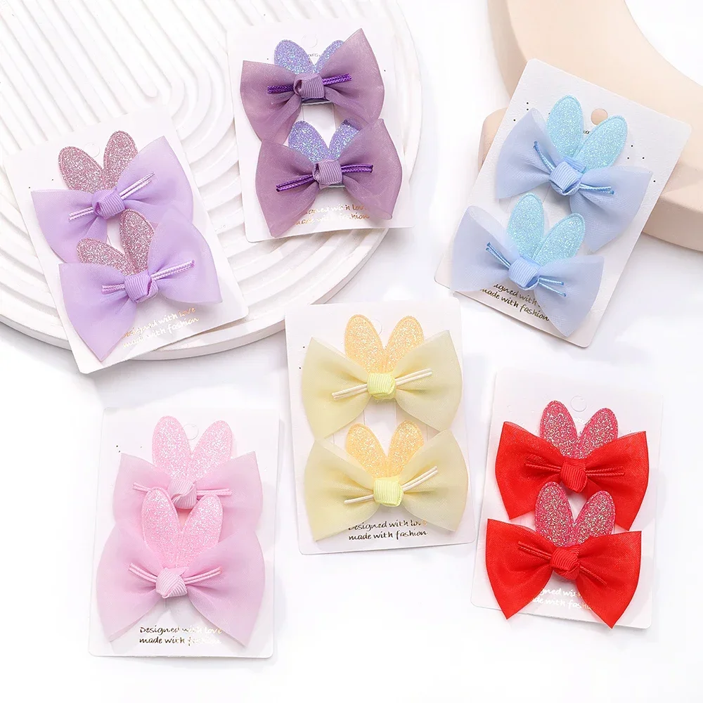 2Pcs/lot Baby Mini Hair Bows Hair Clips Cotton Soft Hairpin for Girl Cheer Bowknot Barrettes Children Headwear Hair Accessories