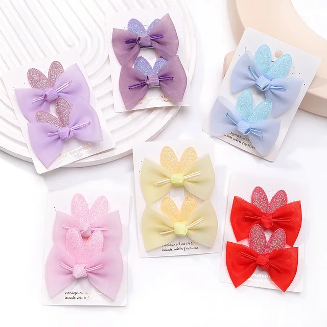 2 sztuk/partia dziecko Mini kokardy do włosów spinki do włosów miękka bawełniana szpilka do włosów dla dziewczynki Cheer Bowknot Barrettes dziecięce nakrycia głowy akcesoria do włosów
