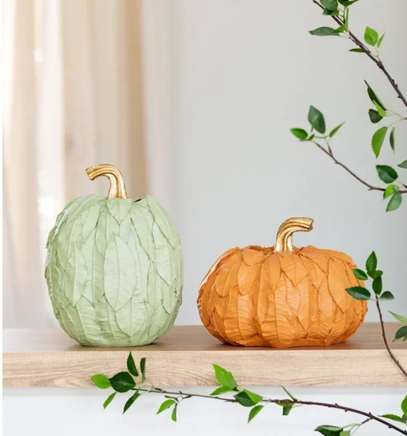 

Simulated Pumpkin Leaf Pattern Modern Home Decoration Creative Resin Flowerpot Flower Accessories Hand-decorated Gifts