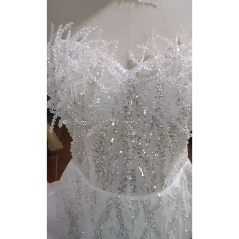 Customized 2025 Africa Off Shoulder Sleeveless Fish Tail Bridal Dress Sweetheart Sequins Crystals Beaded Mermaid Dress With Deta