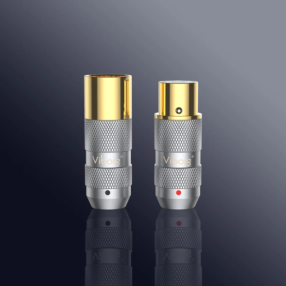Viborg Pure Copper Gold Plated XM202G XF202G 3 Pin XLR Male Female Connector Cable Adapter Microphone Gold Plated XLR Plug