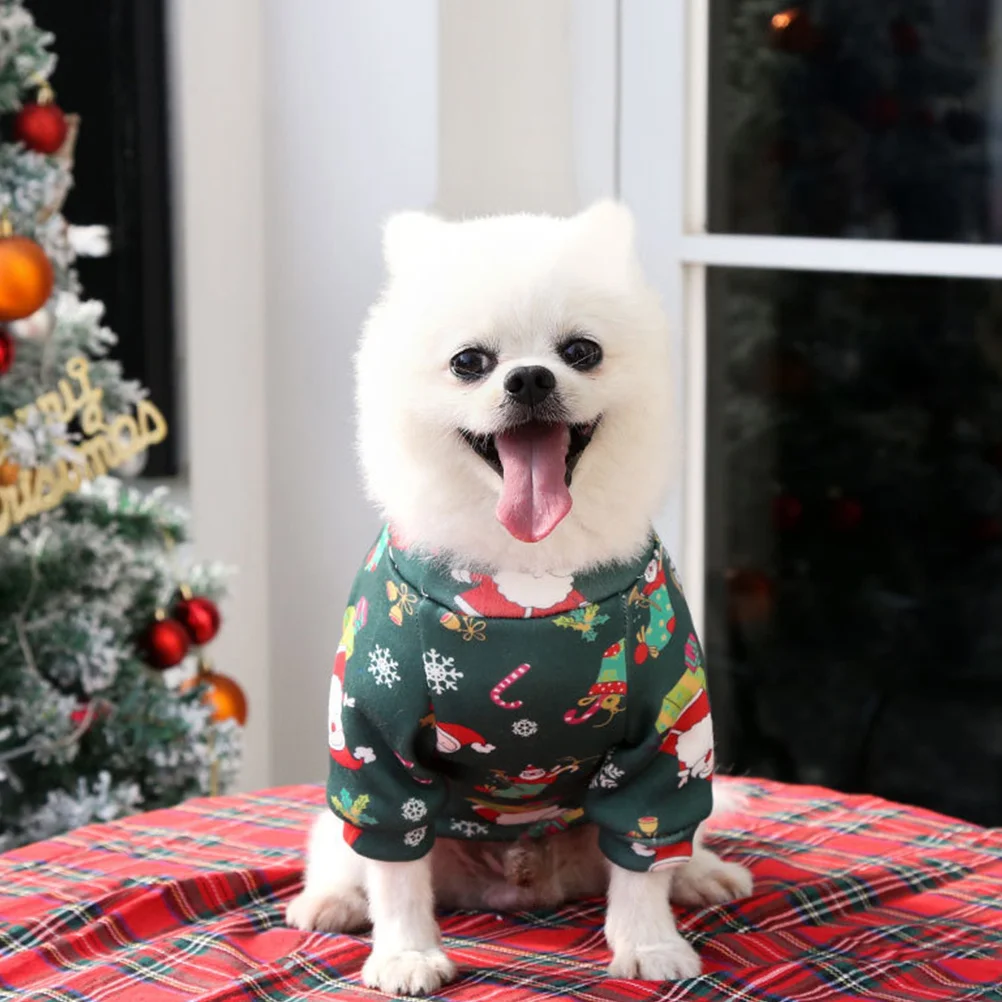 

2Pcs Pet Christmas Costume Dog Cat Colored Printing Warm Holiday Outfit Comfortable Pet Clothes Dog Apparel Puppy Costume