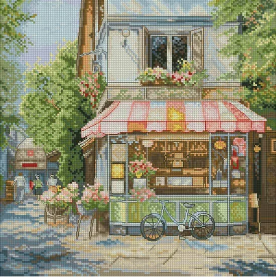 DIY needle work Street corner shops 37-37 Cross Stitch Set Counted Cross Stitch Kit  28ct 14ct 32ct Metallic aida