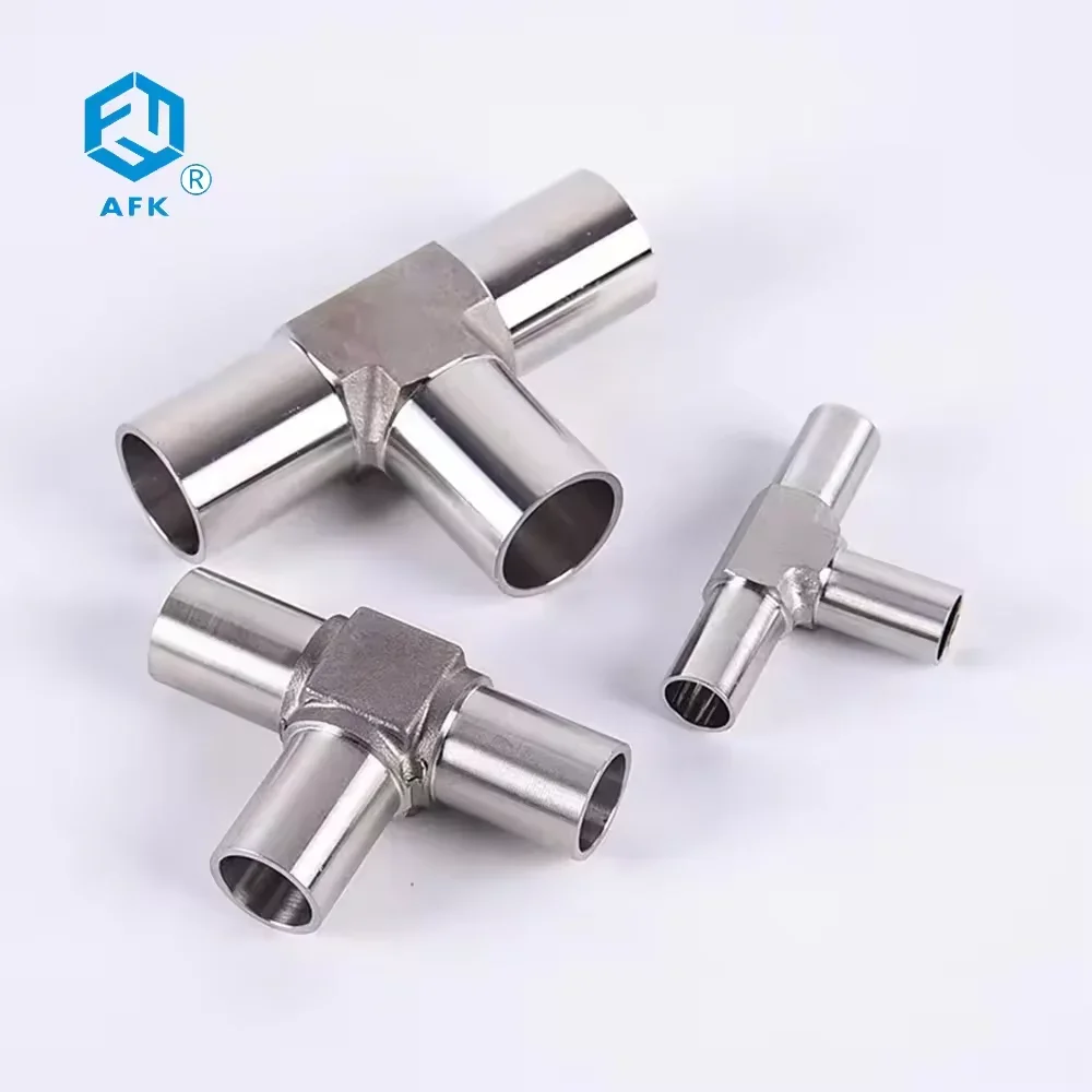 Stainless Steel Instrument Welding Fittings OD Butt Welding Tee Joint Connector 1/4in 3/8in 1/2in 3/4in Various Sizes