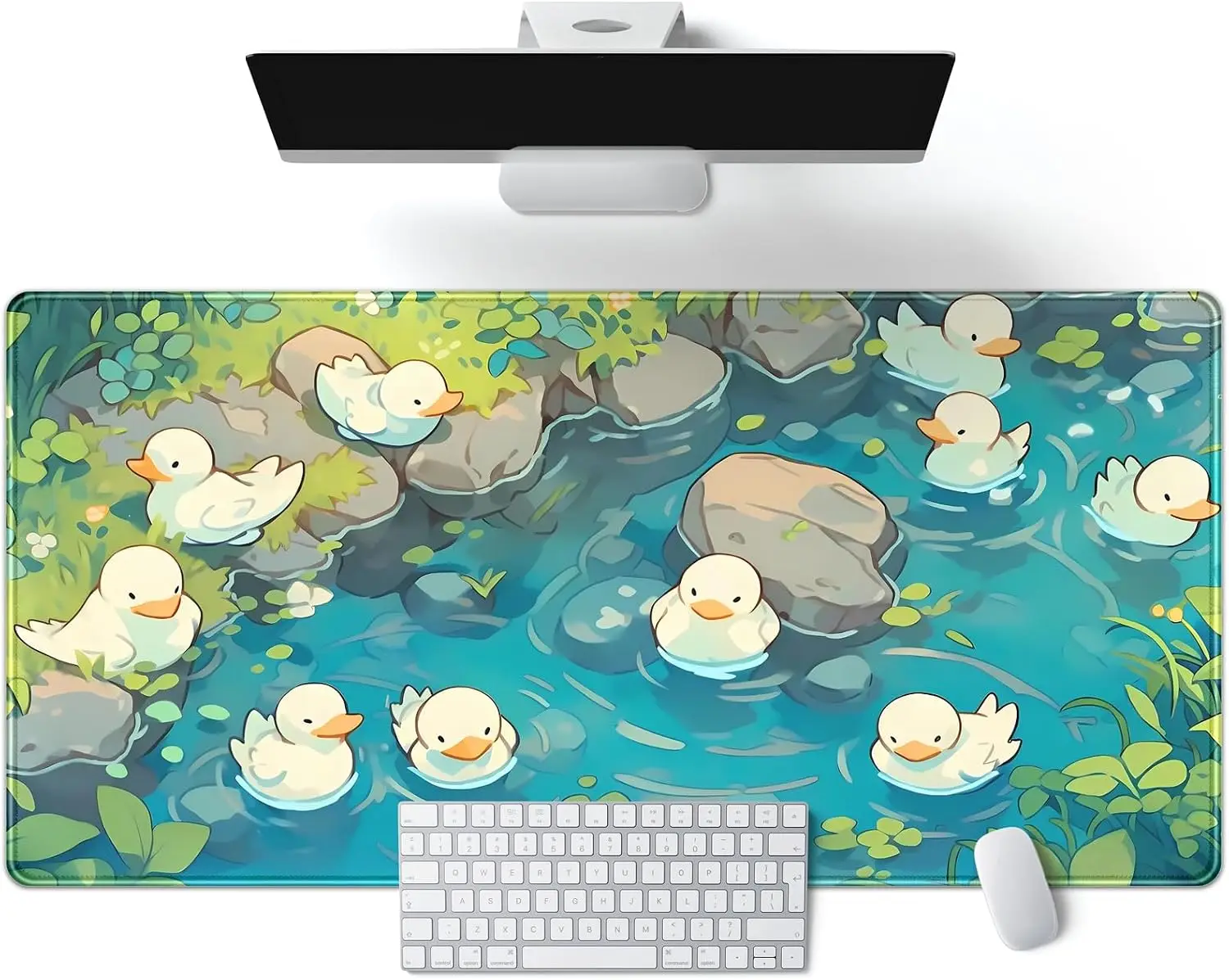 1Pcs Mouse Pads Cute Mouse Pads 900x400mm Large Desk Mat Kawaii Duckling Aesthetic Lofi Extended Big Gaming