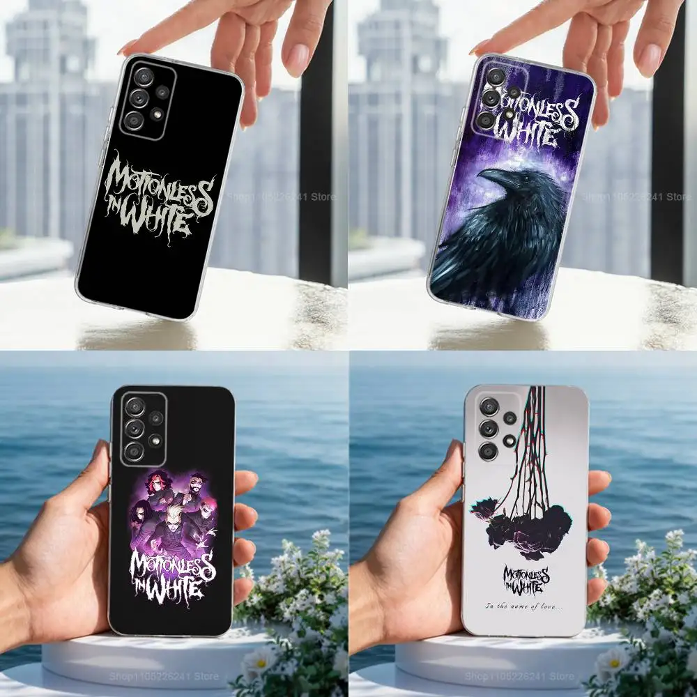 

Band M-Motionless In White Phone Case For Samsung A30,71,51,S9,10,20,Ultra,FE,Lite, S22,23,21,PIus,Transparent, Silicone Case