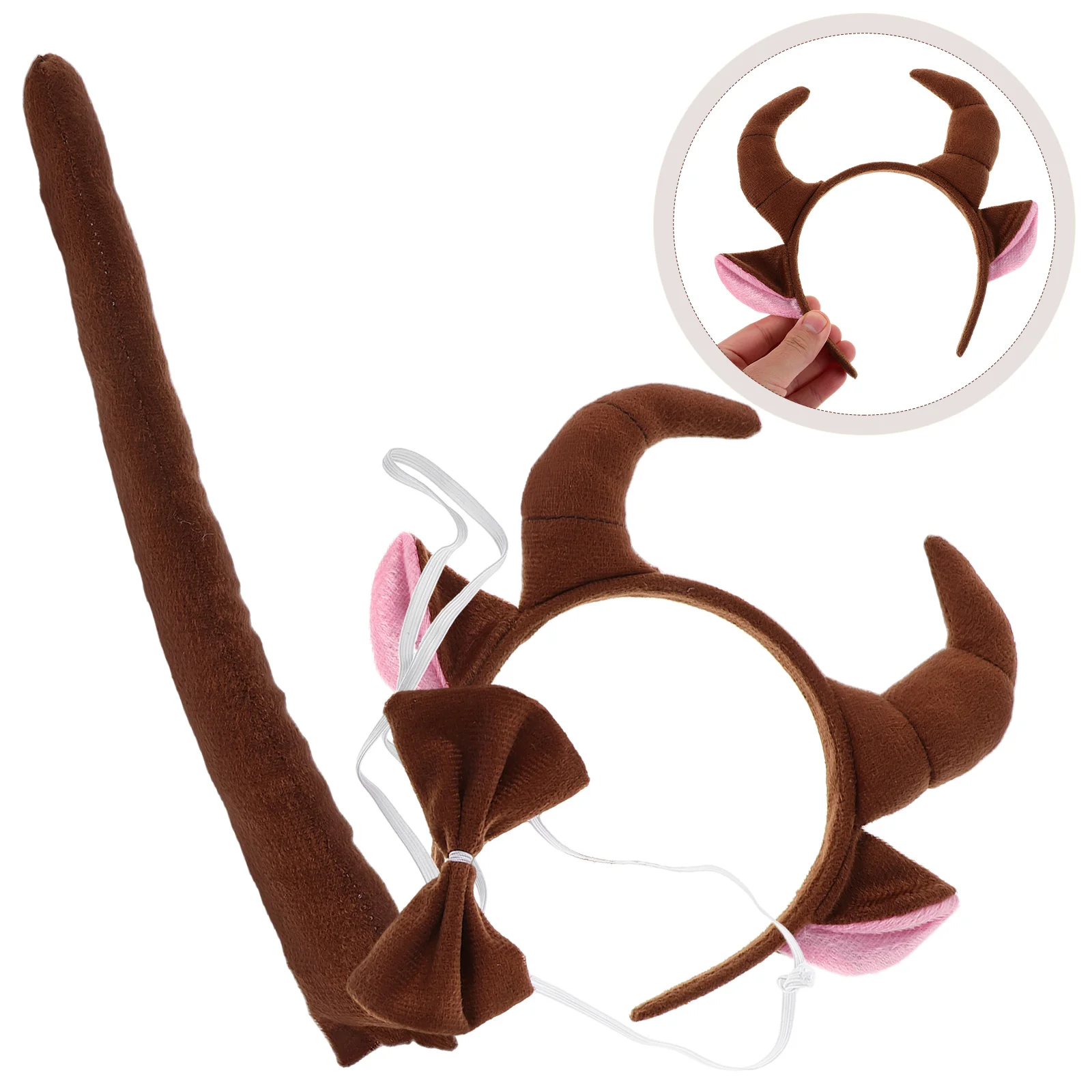 

Animal Costume Kids Horn Headdress Set Cow Ears and Tail Bull Horns Headband Men Women