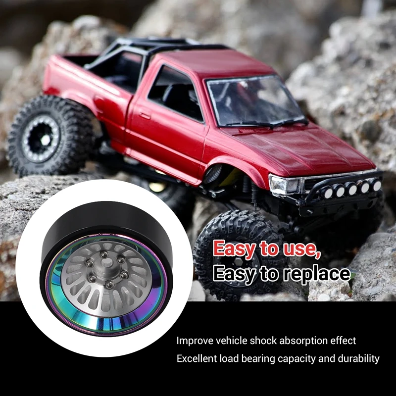 4 szt. 1,3-calowe felgi piasty koła Beadlock do gąsienic RC oś samochodu 1/24 1/18 TRX4M SCX24 części zamienne