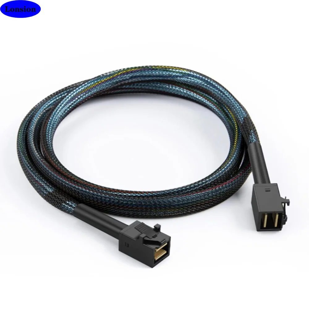 Mini SAS HD SFF-8643 to SFF-8643 angled cable 0.5m