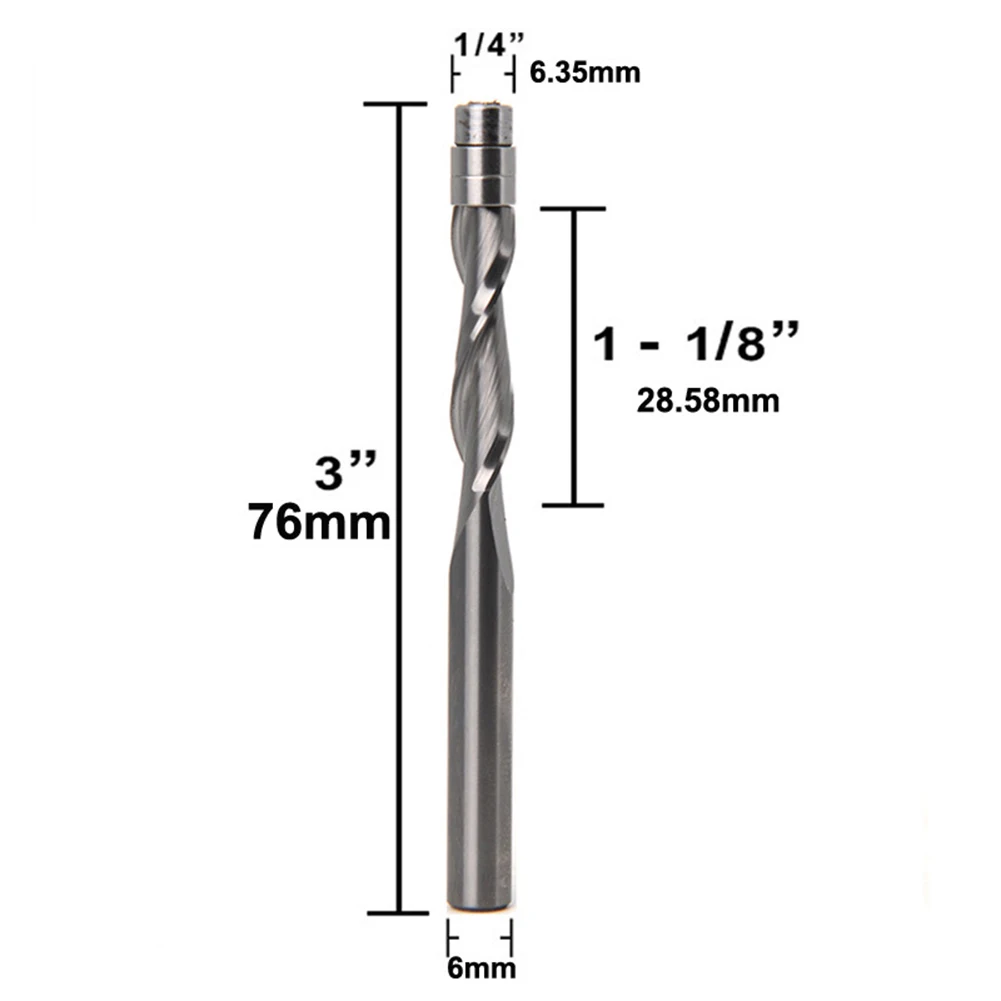 1 pz Compressione A Filo Trim In Metallo Duro A Spirale Router Bit Miilling Cutter 6.35mm/6mm Gambo Per Il Taglio MDF Compensato di Plastica