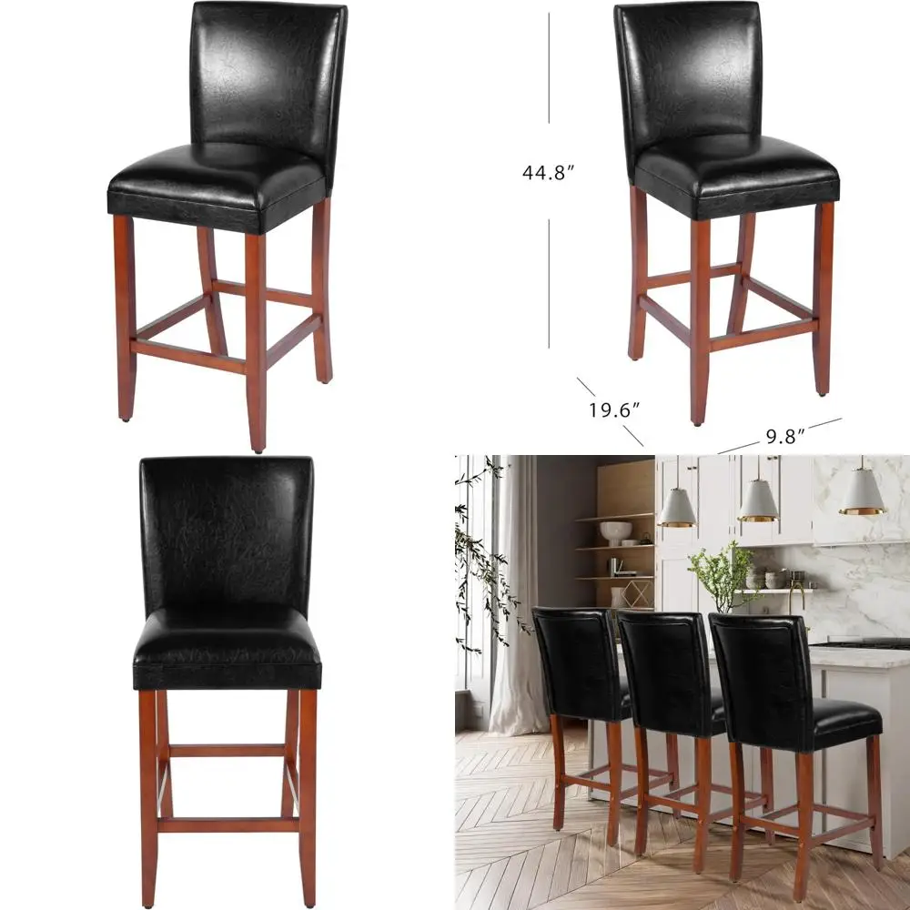 

Classic 29 Inch Counter Height Bar Stool - Decorative Furniture for Home (Black) Single