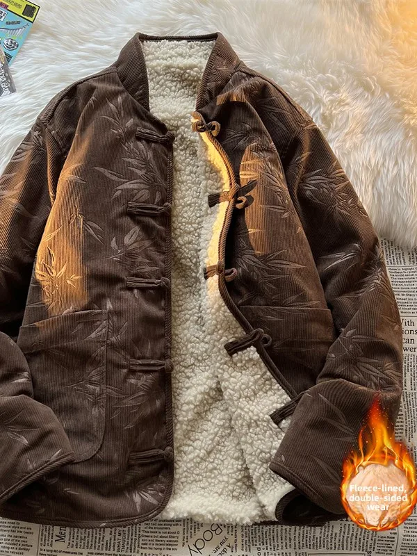 

Thiened Fce Cotton Jaet, мужская зимняя вельветовая двусторонняя одежда, хлопковая одежда, молодежное пальто Faion Long Sve