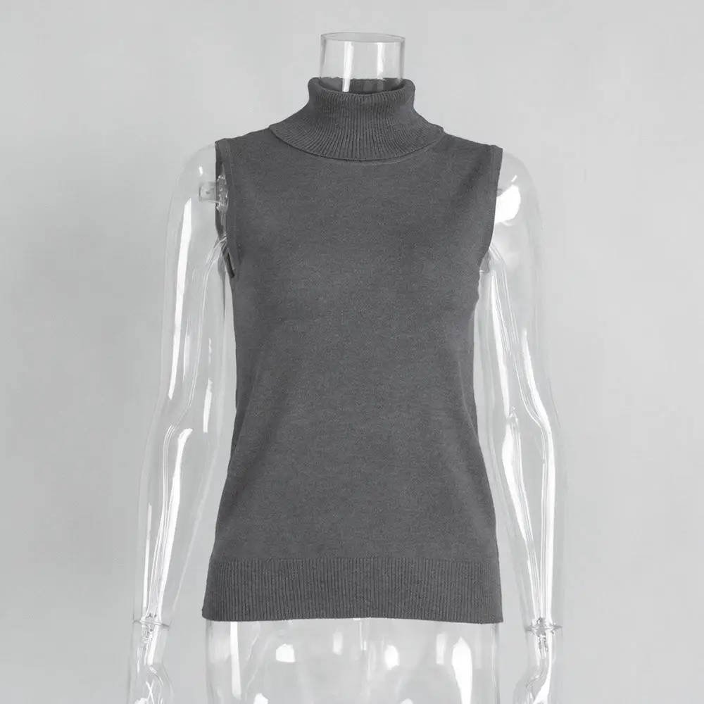 Simple Style Knit Vest Women Autumn Sleeveless Mock Neck Pullover Slim Fit Casual Soft Elegant Layering Tank Top