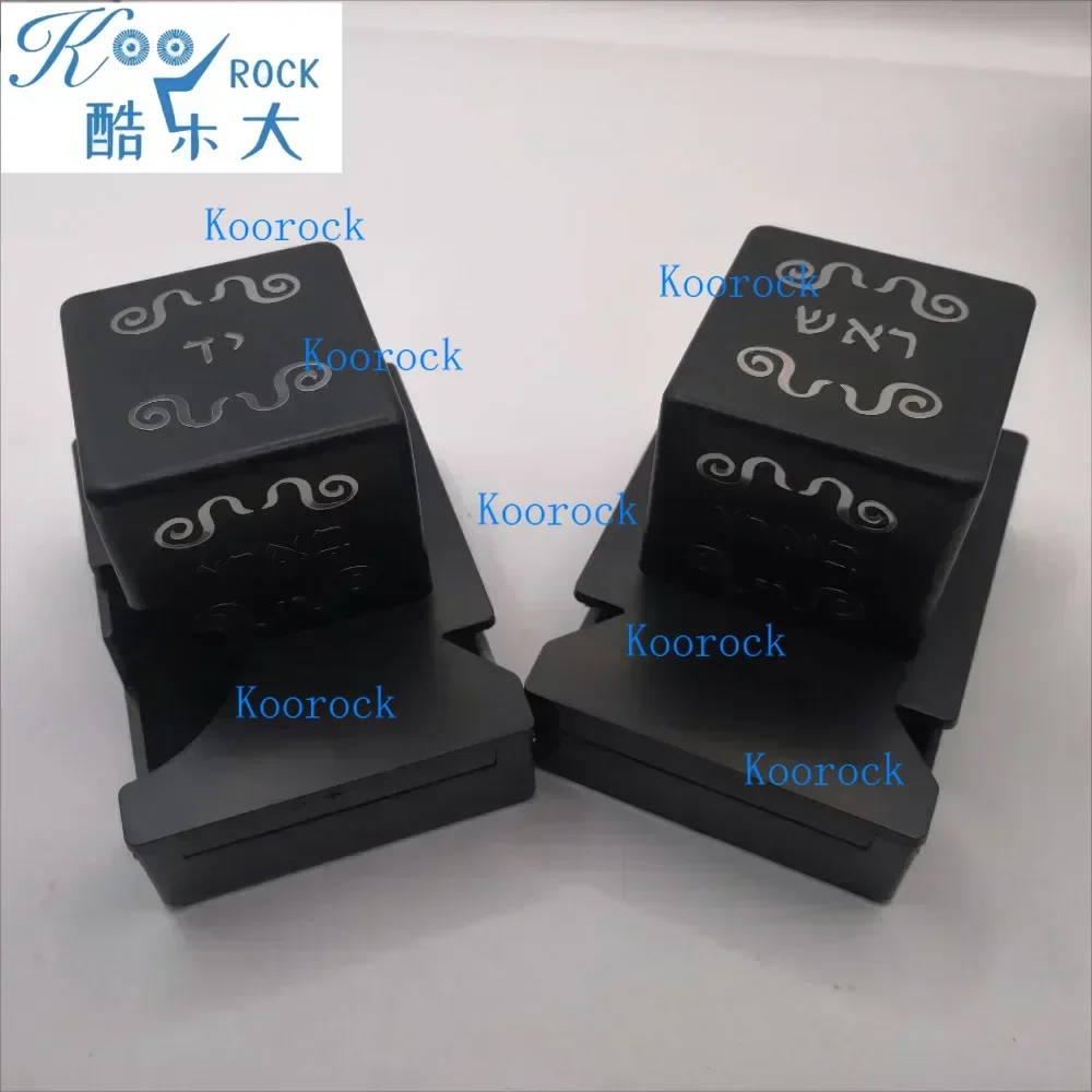 Tefillin Dakkot Boxes Case, Tefillin Batim,  for Left Hand and Right Hand, 40mm Jewish Dull Black Plastic, Pattern Customized