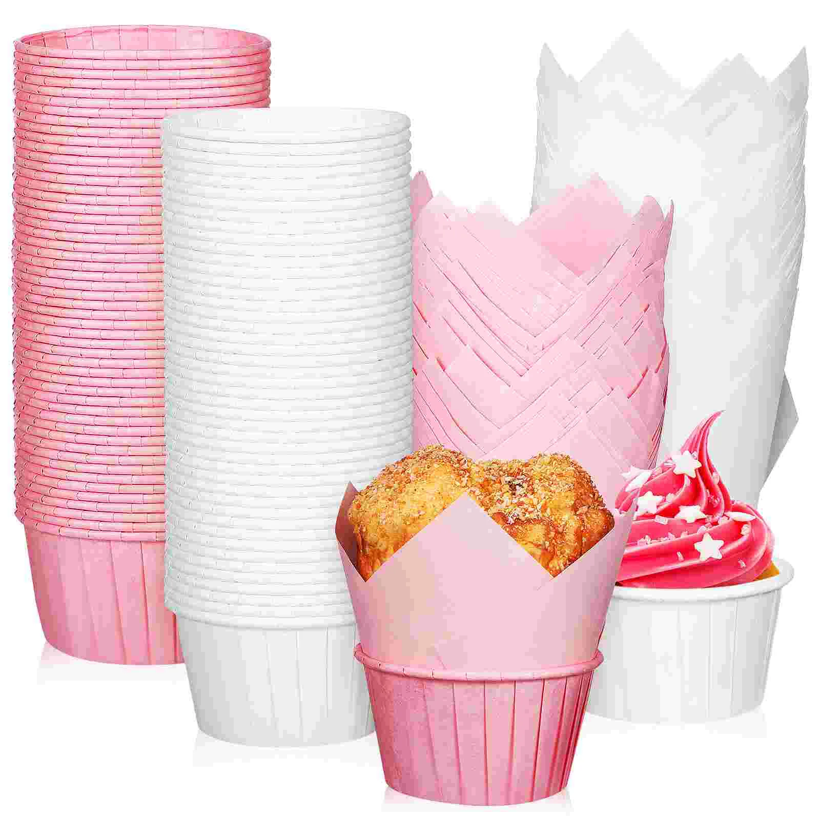 

200 Pcs Solid Color Tulip Cake Cups 200pcs Small Wrappers Muffin Papers for Baking Liners Mini Cupcake Holder