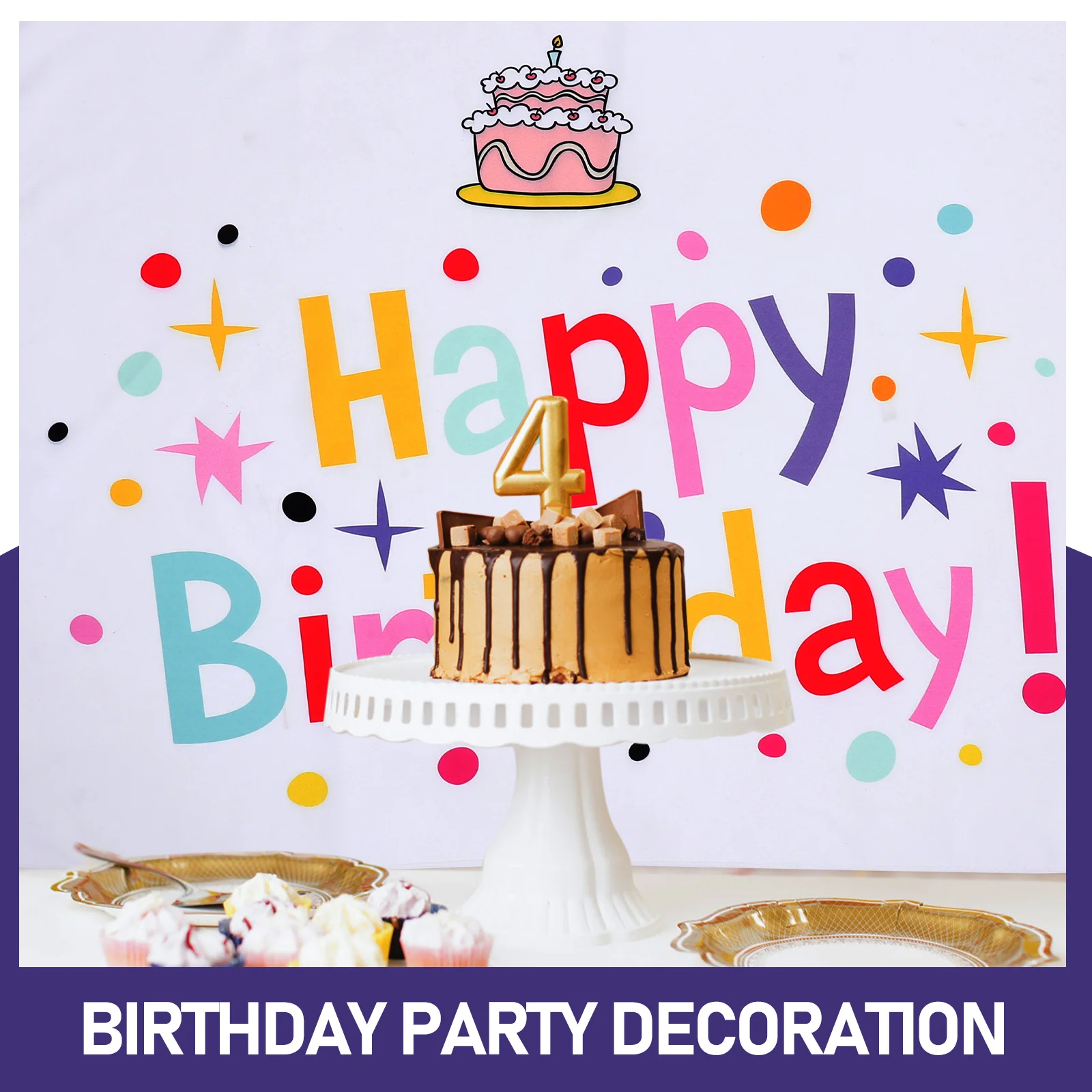 

Backdrop Cloth Happy Birthday Party Decorative Banner Wall Hanging Photography Background Decoration Birthday Party Decor