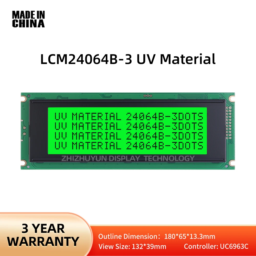 

Wholesale LCM24064B-3 UV Material Graphic Dot Matrix Module Emerald Green Light Black Text LCD Anti Uv Material UC6963C