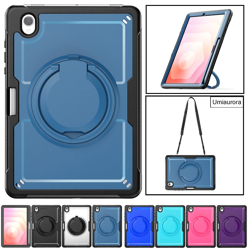 

﻿For Samsung Tab S11 11 inch SM-X730 X736B 360 Rotation Hand Ring Stand Strap Pencil Holder Tablet Case Shockproof Armor Funda